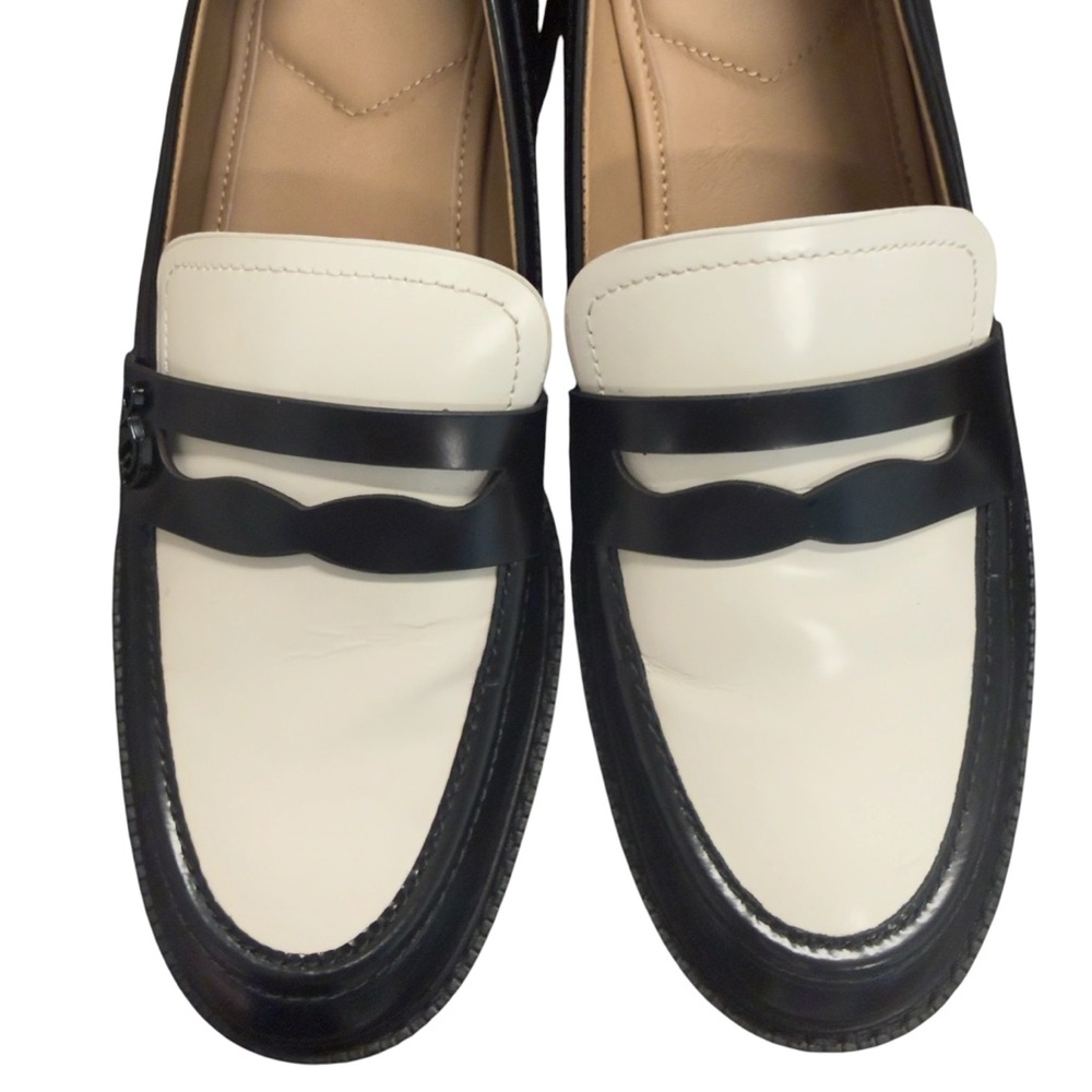 Sam Edelman Women’s Colin Black and White Leather Penny Loafers Size 9 - Picture 2 of 14